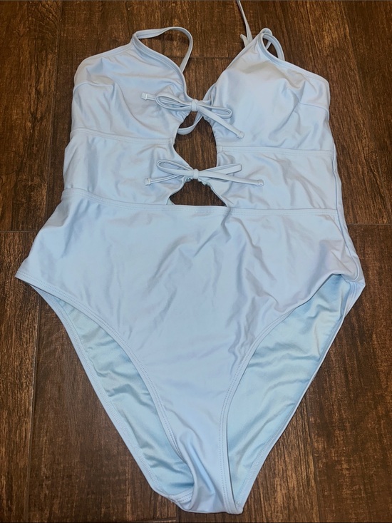 Other - Light Blue Cutout One-Piece Swimsuit Tie Front XL